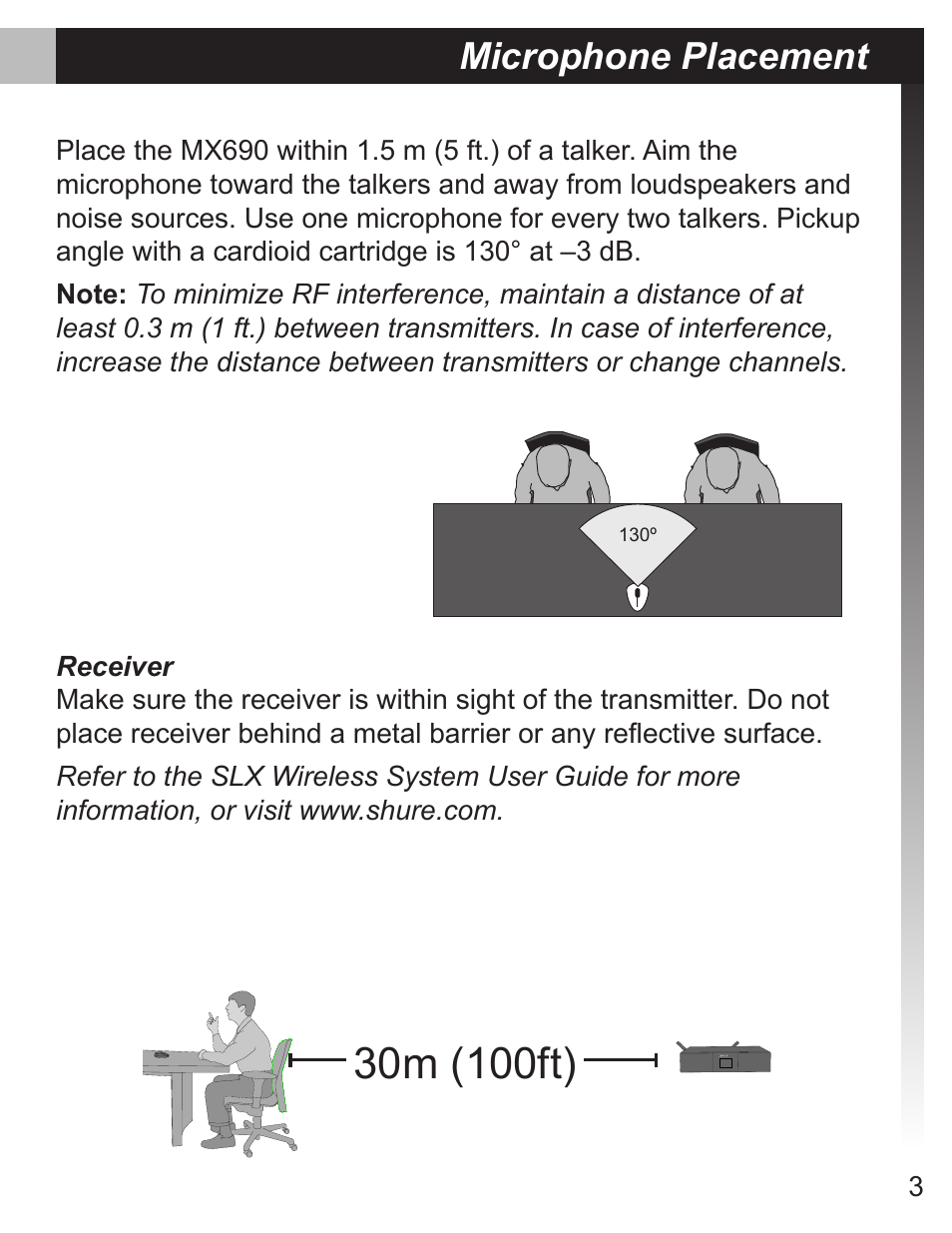 Microphone placement | Shure MX690 User Manual | Page 3 / 20