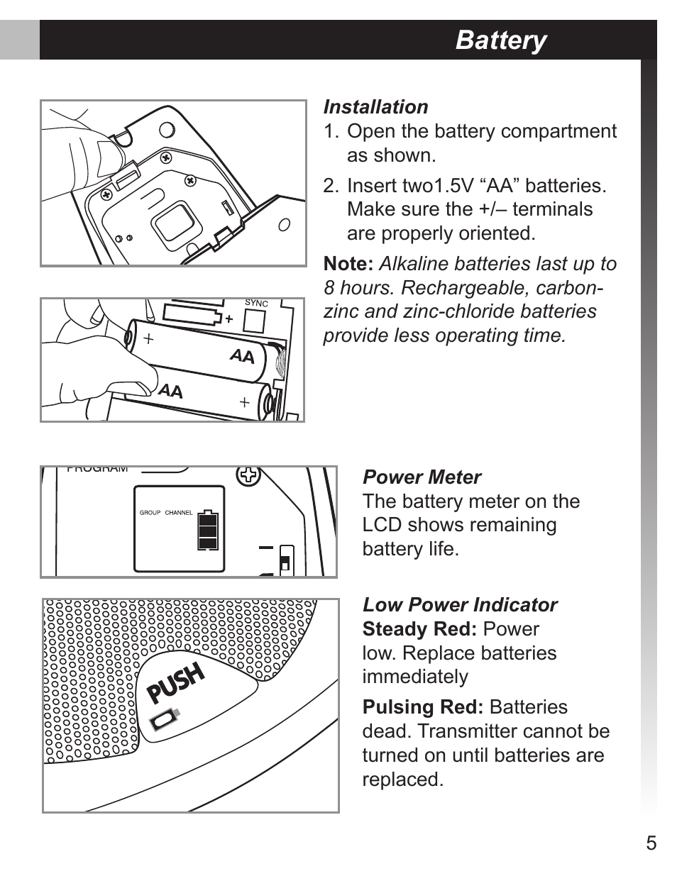 Battery | Shure MX690 User Manual | Page 5 / 20