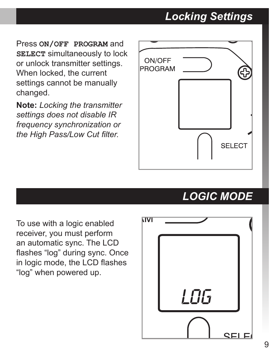 Locking settings, Logic mode | Shure MX690 User Manual | Page 9 / 20