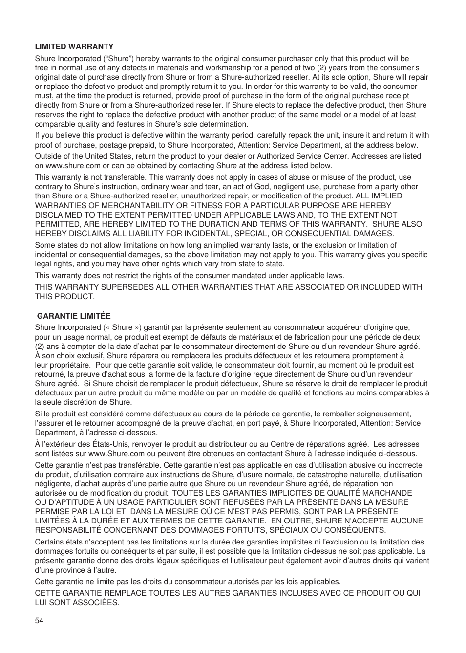 Shure Wired Microphone PG27 User Manual | Page 53 / 58