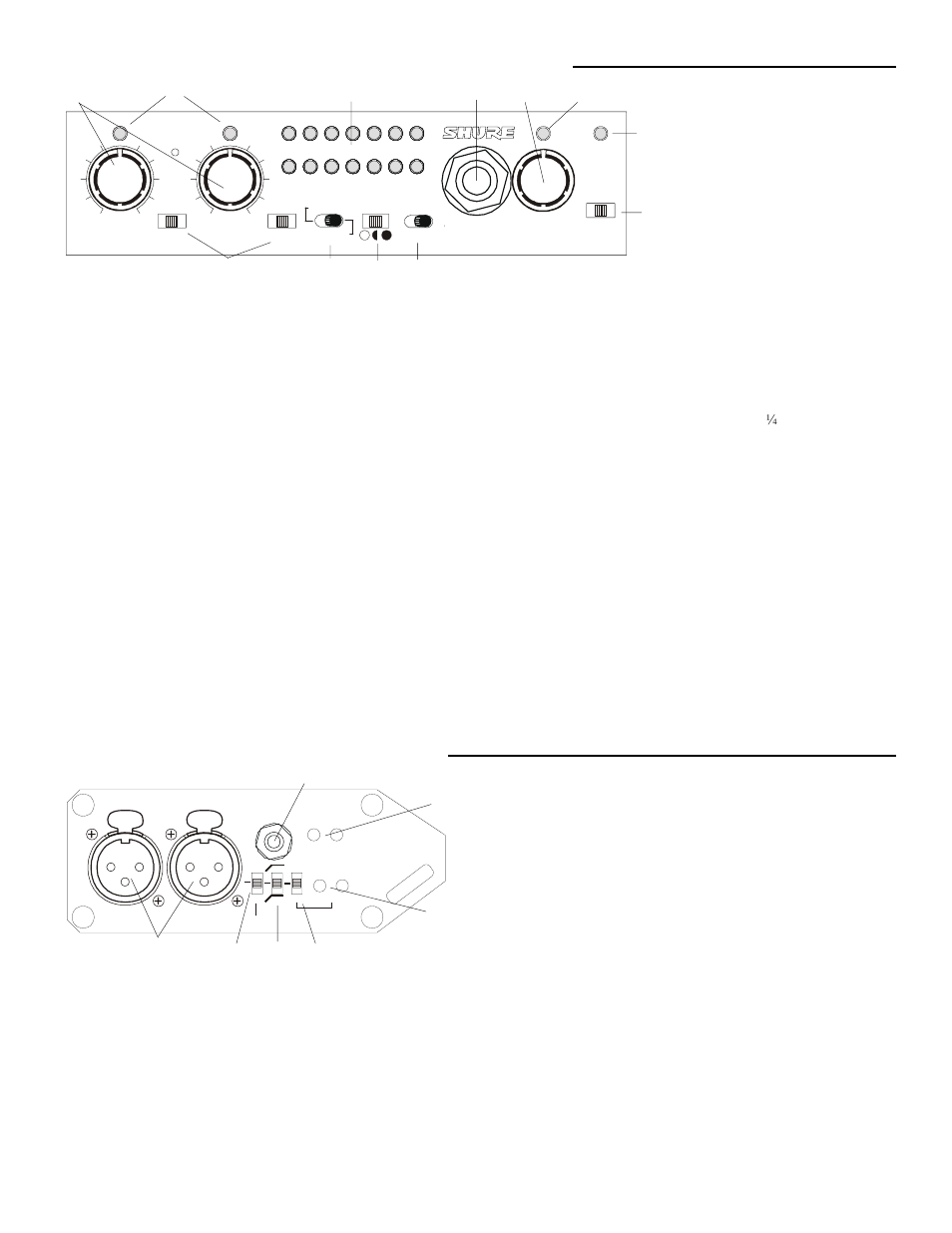 Front panel controls, connectors, and indicators, Input panel connectors and controls | Shure FP24 User Manual | Page 3 / 6