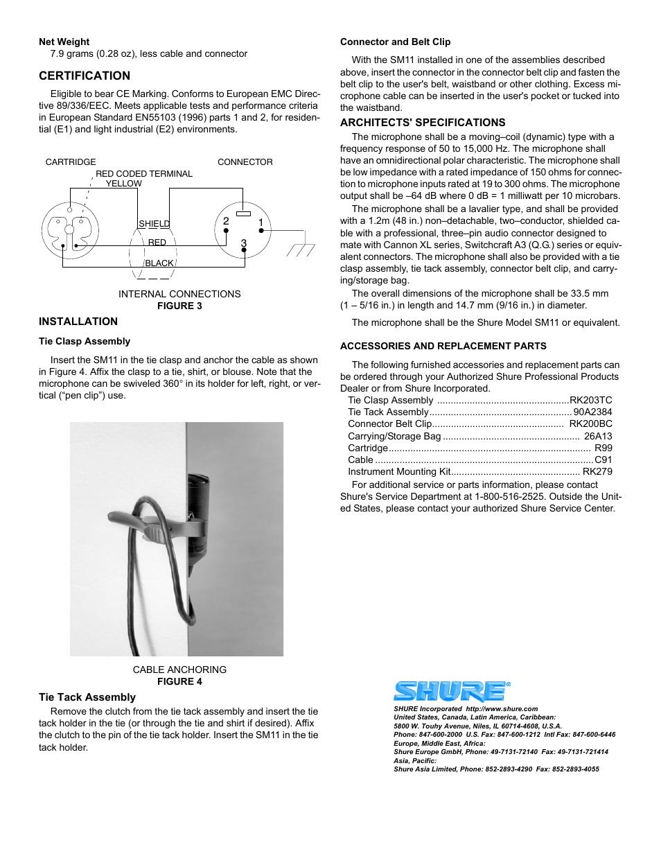 Shure SM11 User Manual | Page 2 / 2