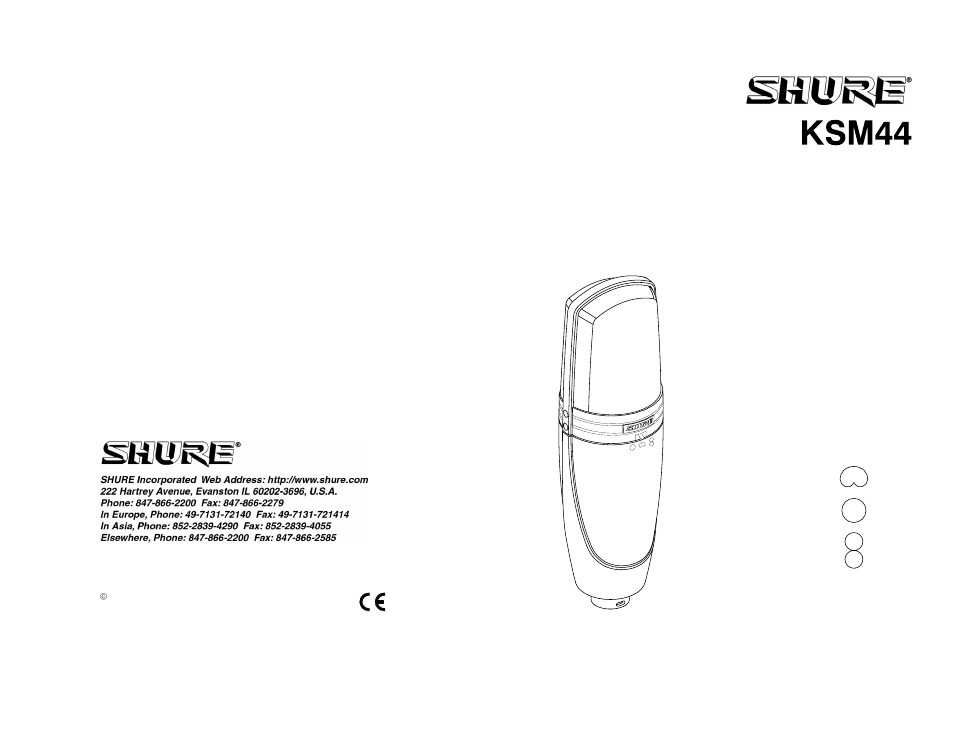 Shure KSM44 User Manual | 12 pages