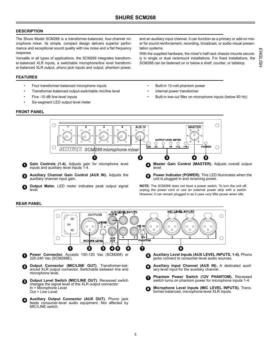 Shure scm268 | Shure SCM268E User Manual | Page 5 / 11