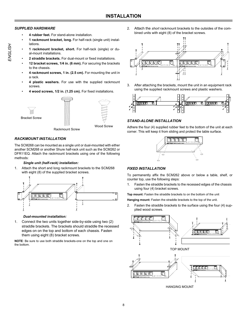 Installation | Shure SCM268E User Manual | Page 8 / 11