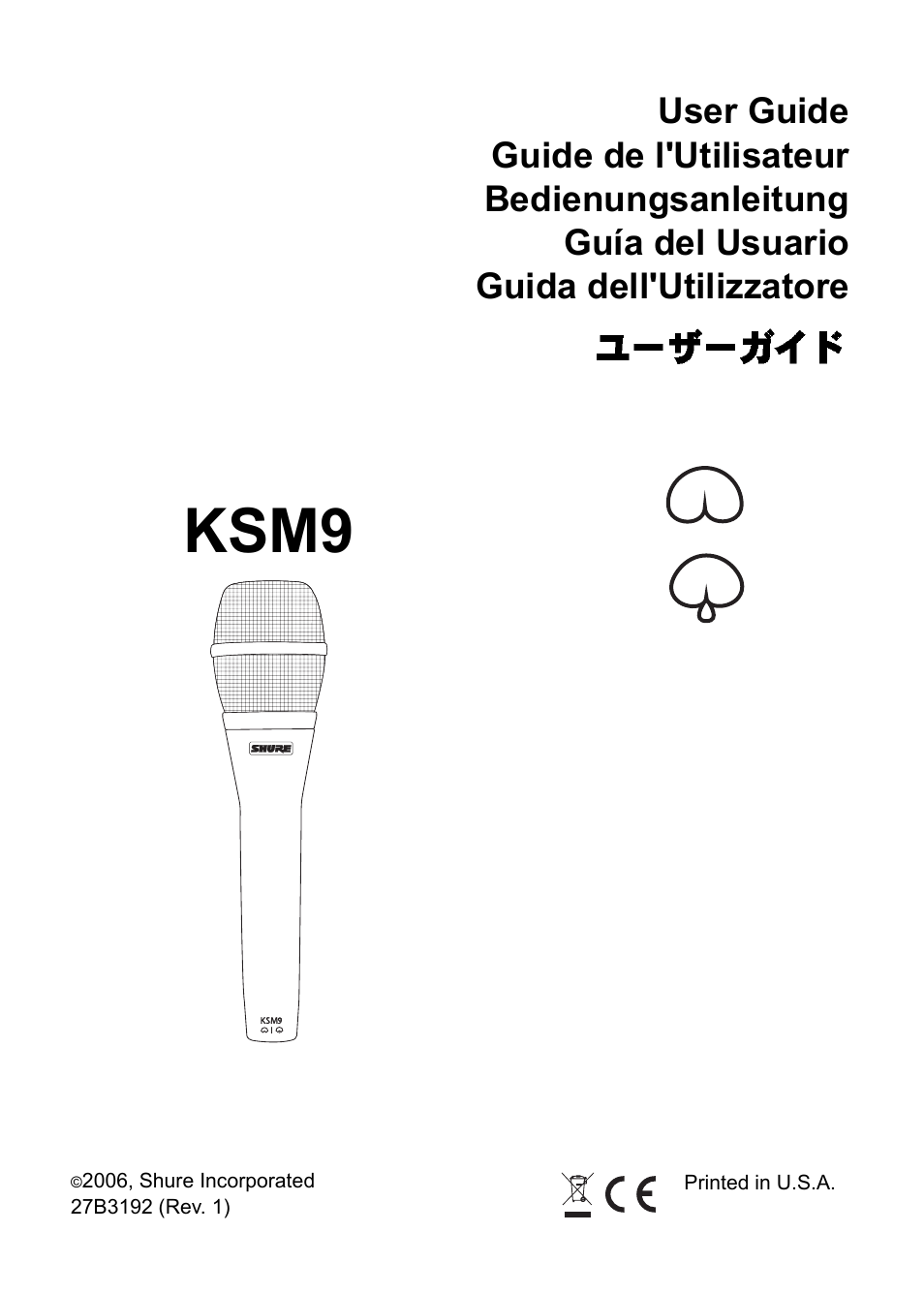 Shure KSM9 User Manual | 10 pages