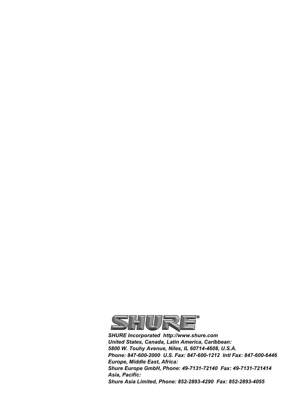 Shure KSM9 User Manual | Page 10 / 10