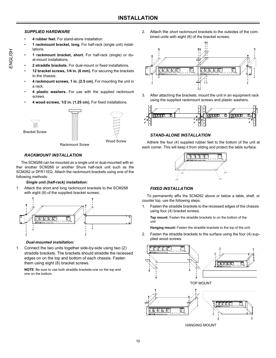 Installation | Shure SCM268 User Manual | Page 10 / 13