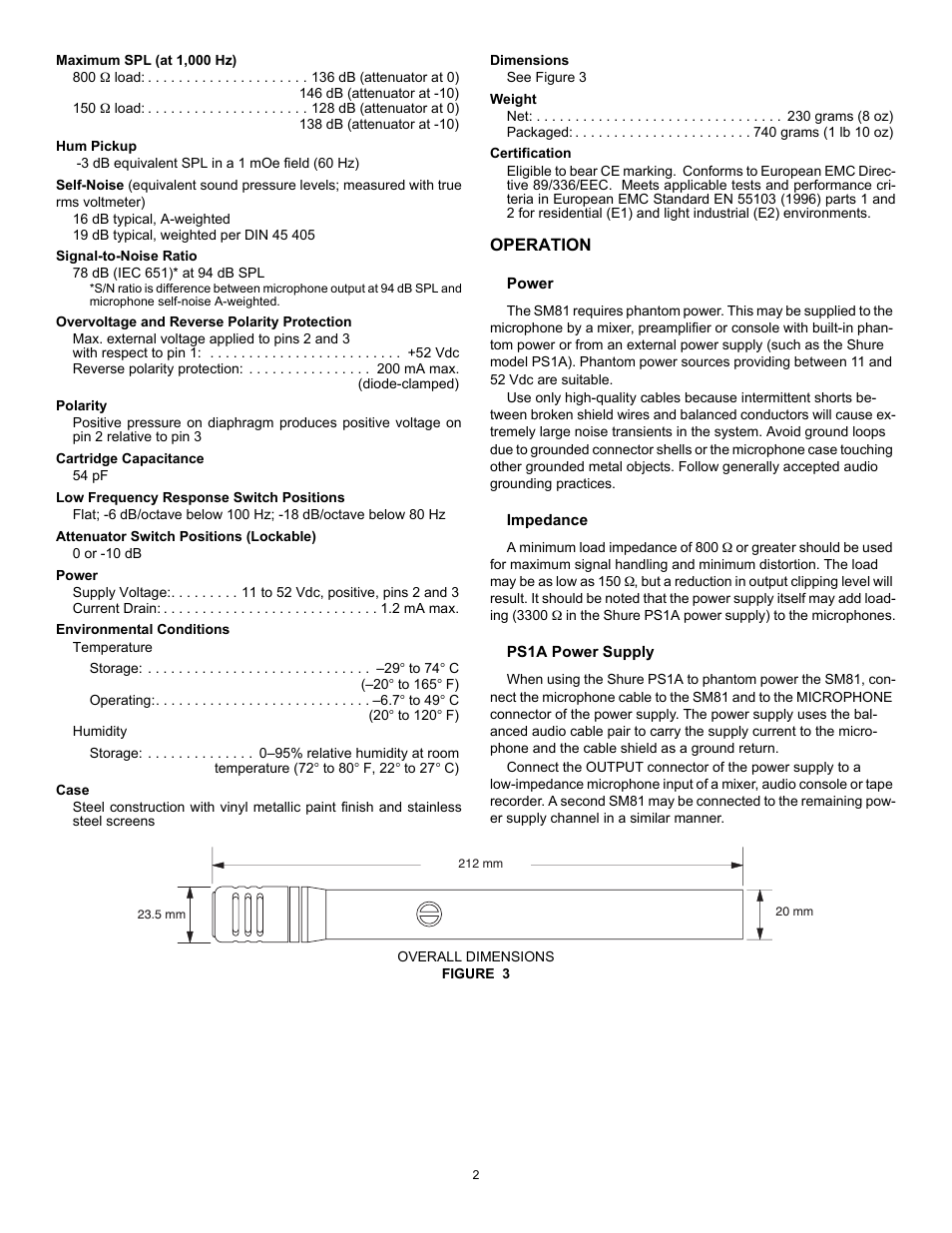 Shure SM81 User Manual | Page 2 / 20