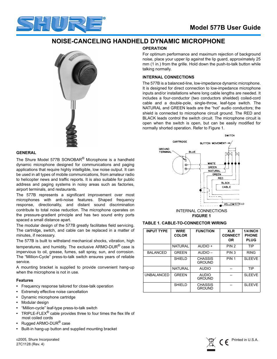 Shure 577B User Manual | 2 pages