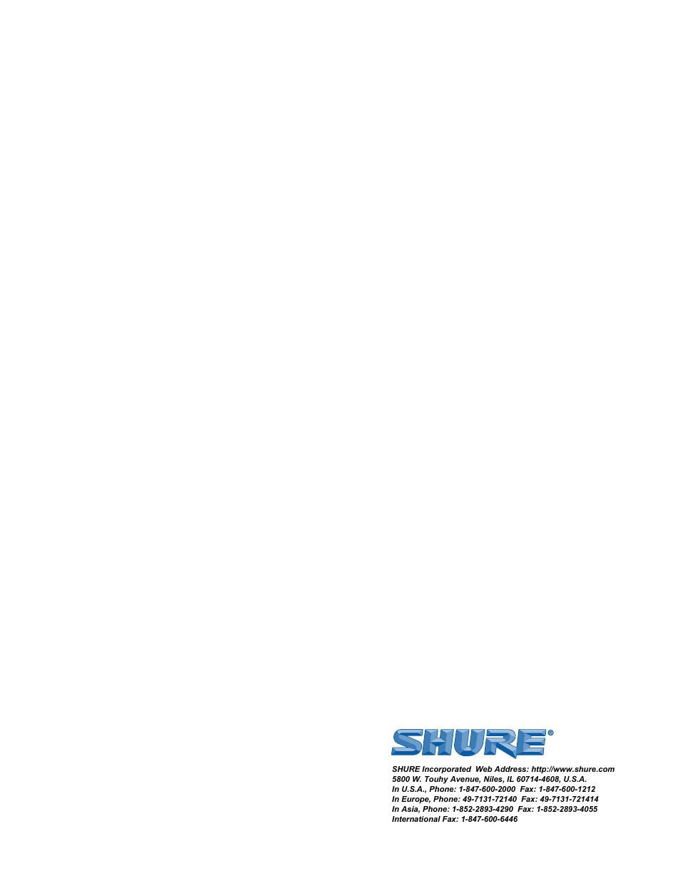 Shure FP42 User Manual | Page 20 / 20