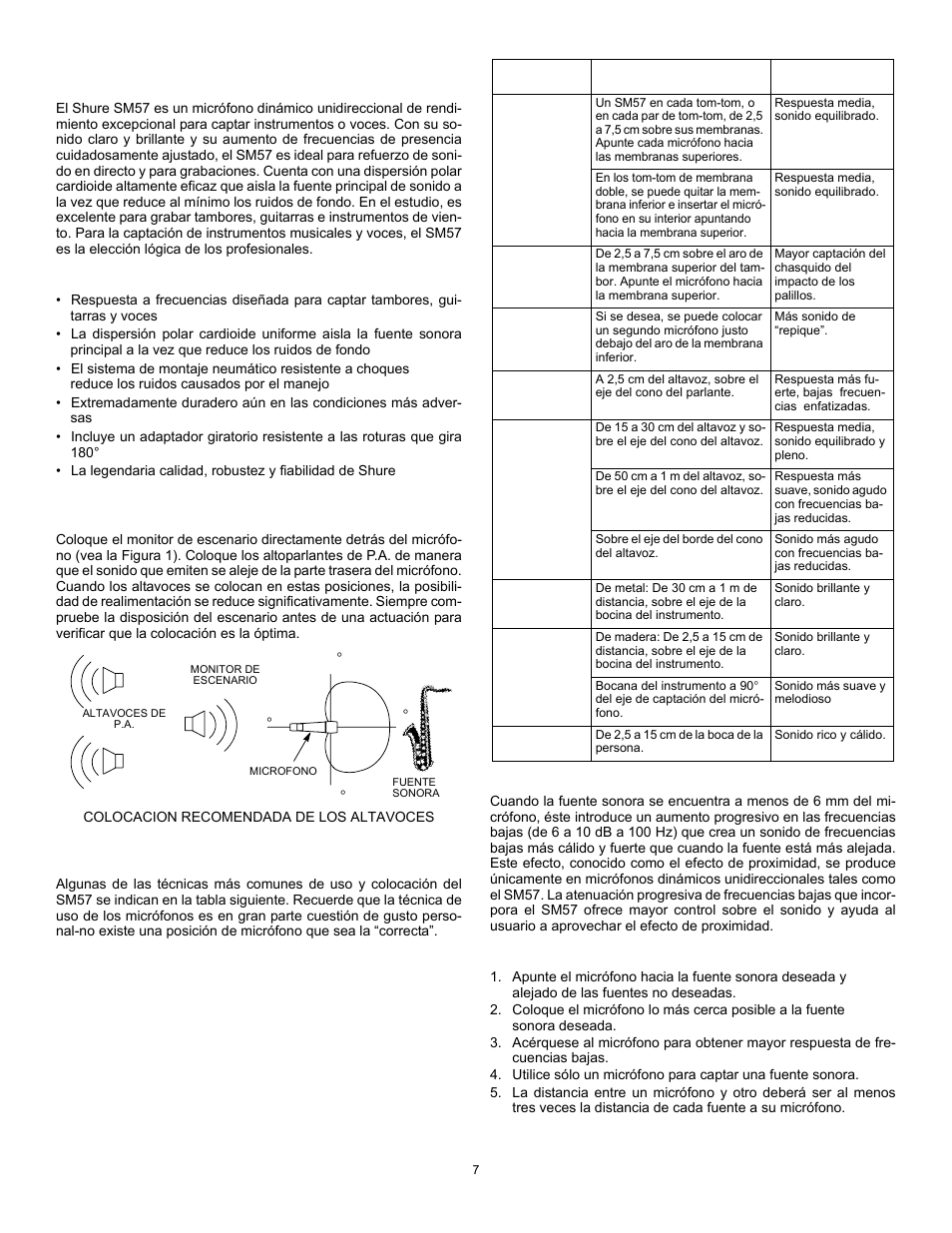Modelo sm57 | Shure SM57 User Manual | Page 7 / 12