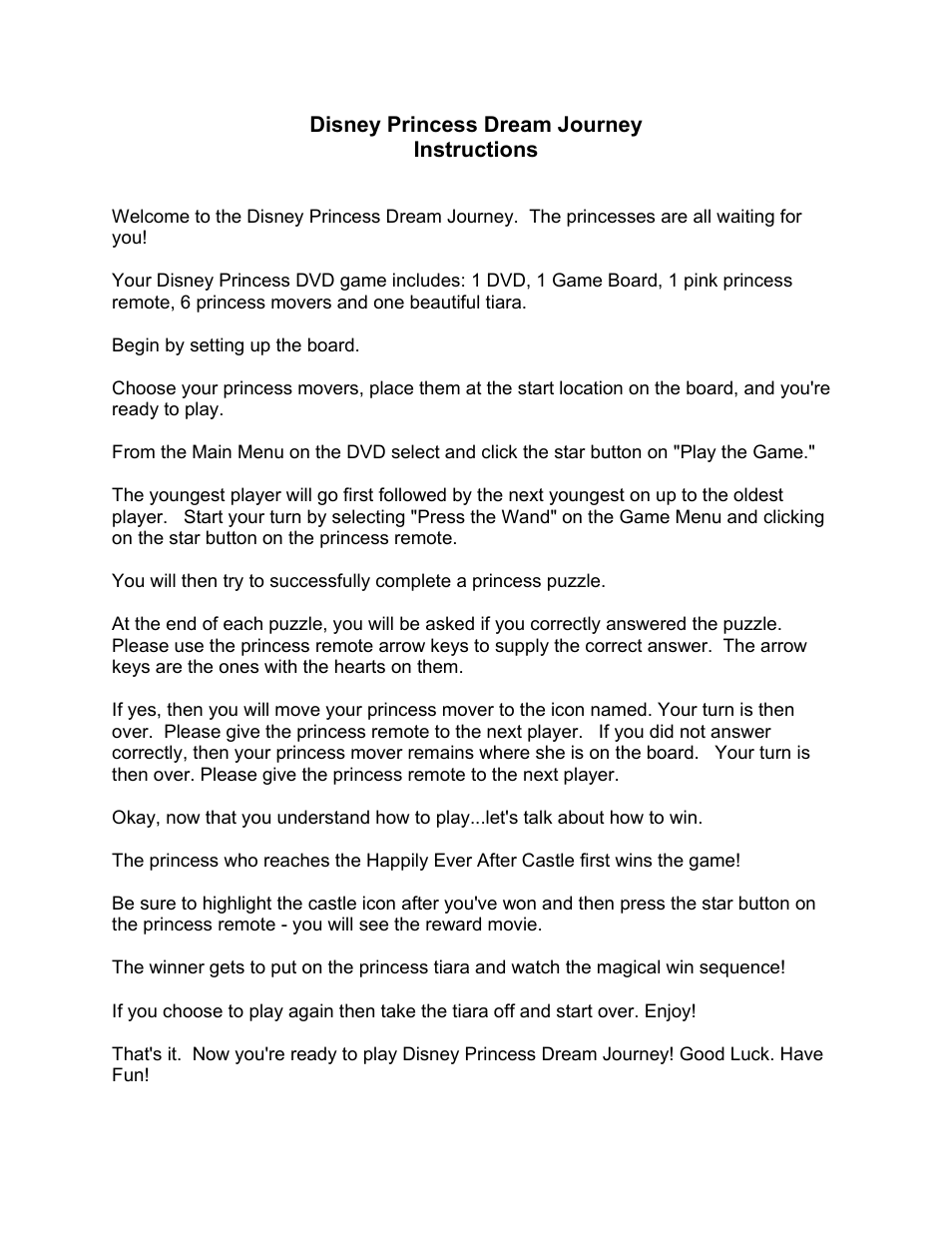 Screenlife Scene It? Disney Princess Dream Journey User Manual | 1 page