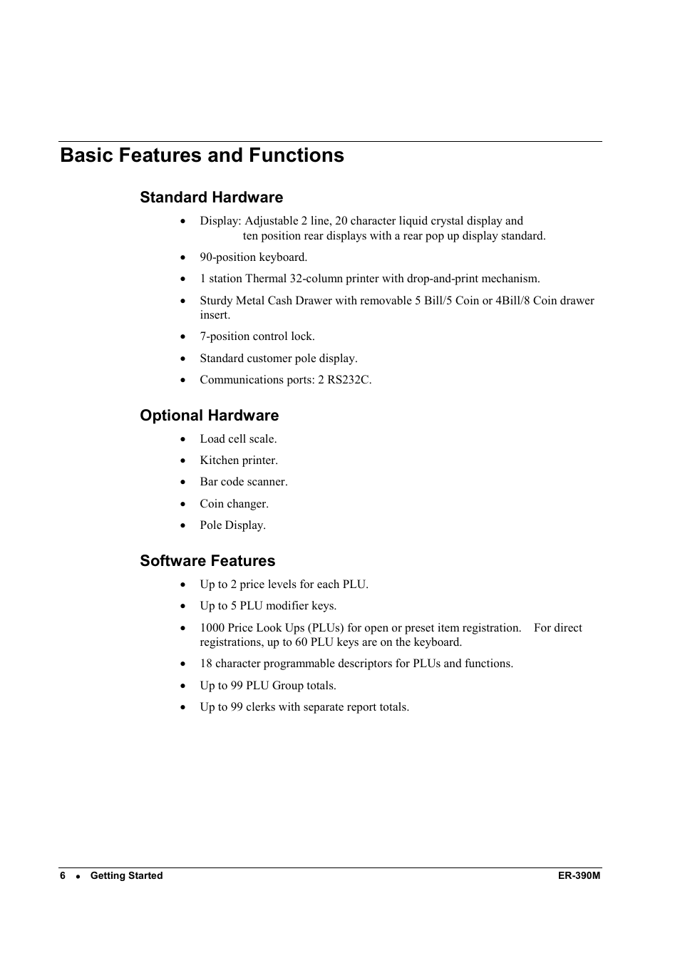 Basic features and functions | Sam4s ER-390M User Manual | Page 14 / 187