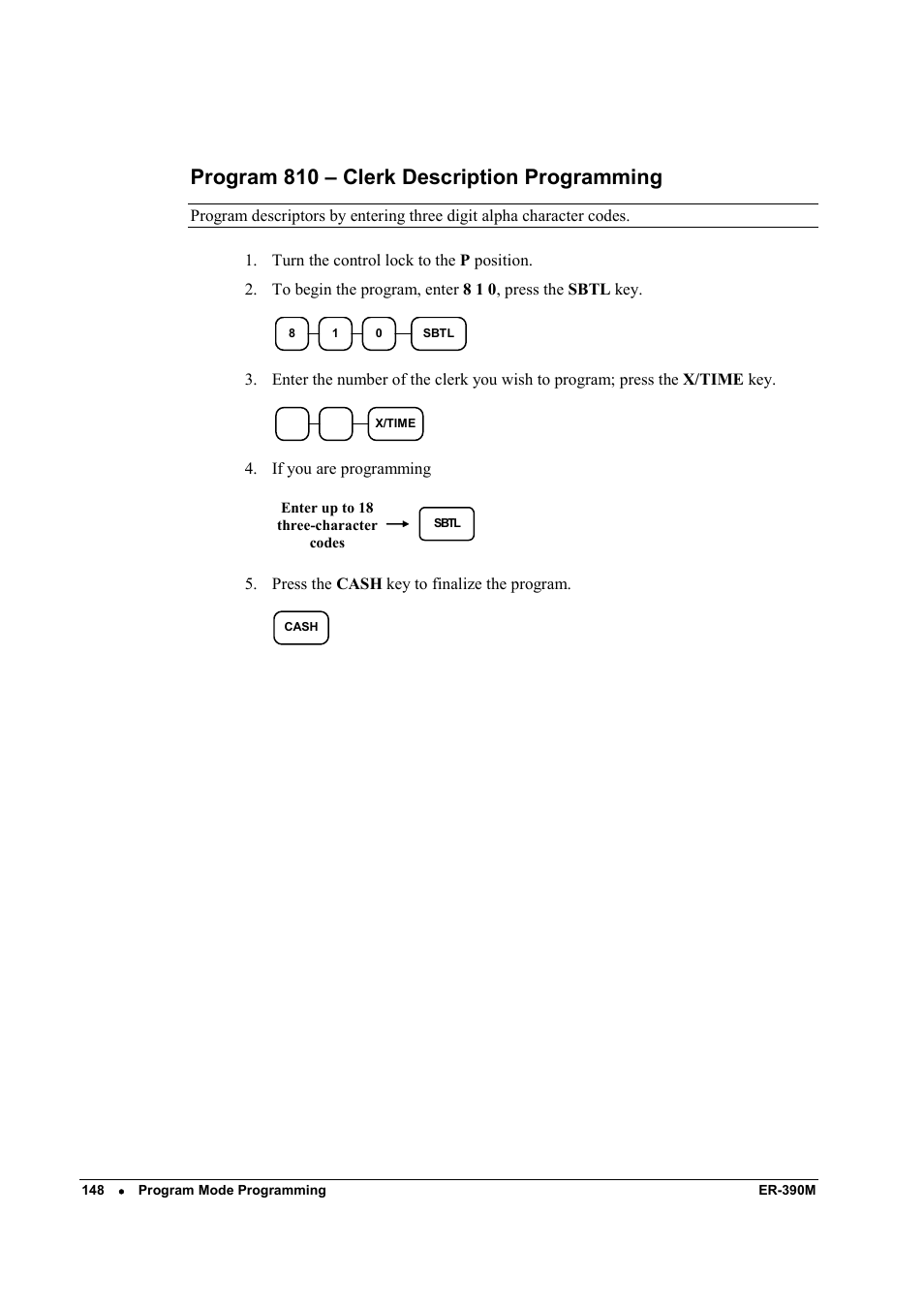 Program 810 – clerk description programming | Sam4s ER-390M User Manual | Page 156 / 187