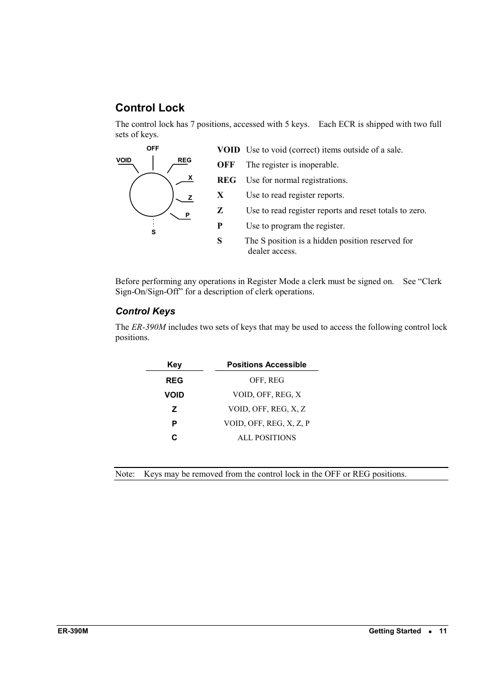Control lock | Sam4s ER-390M User Manual | Page 19 / 187