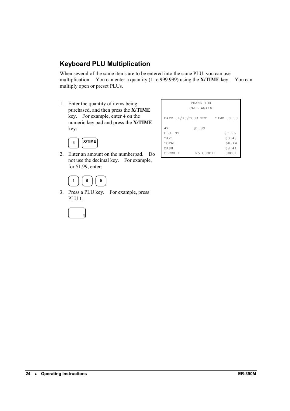 Keyboard plu multiplication | Sam4s ER-390M User Manual | Page 32 / 187