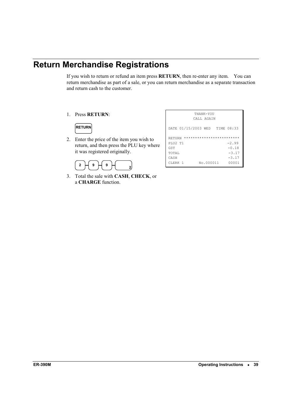 Return merchandise registrations | Sam4s ER-390M User Manual | Page 47 / 187
