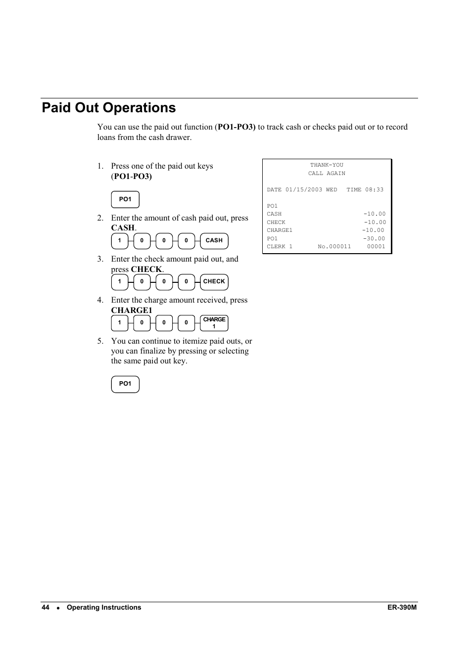 Paid out operations | Sam4s ER-390M User Manual | Page 52 / 187