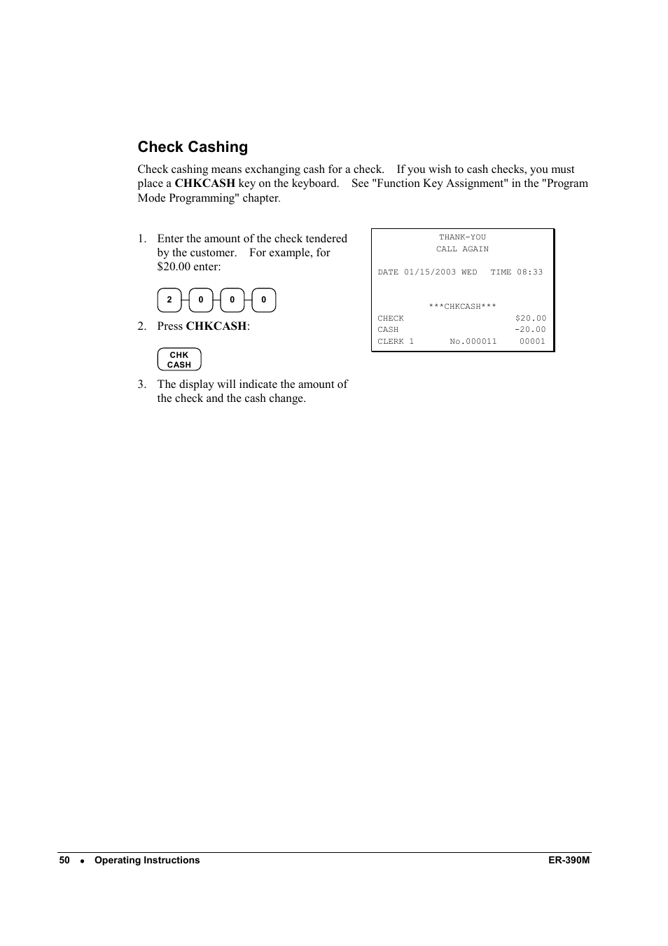 Check cashing | Sam4s ER-390M User Manual | Page 58 / 187