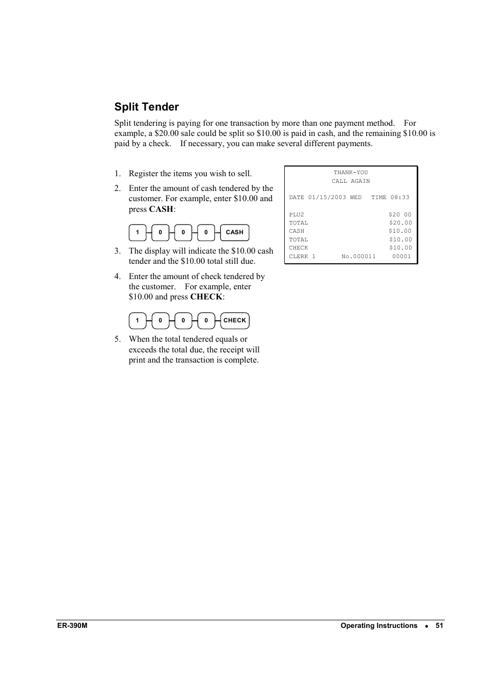 Split tender | Sam4s ER-390M User Manual | Page 59 / 187