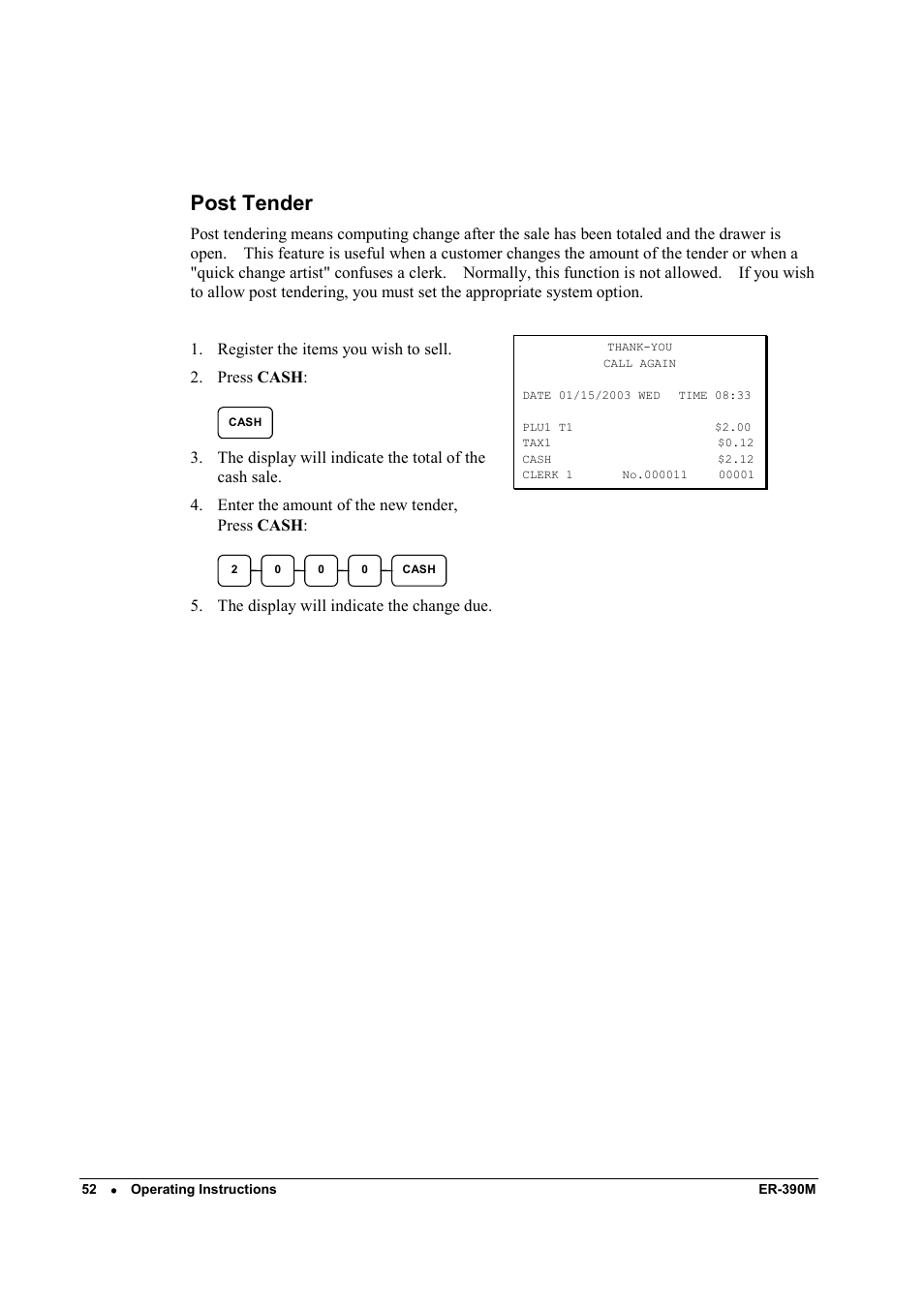 Post tender | Sam4s ER-390M User Manual | Page 60 / 187