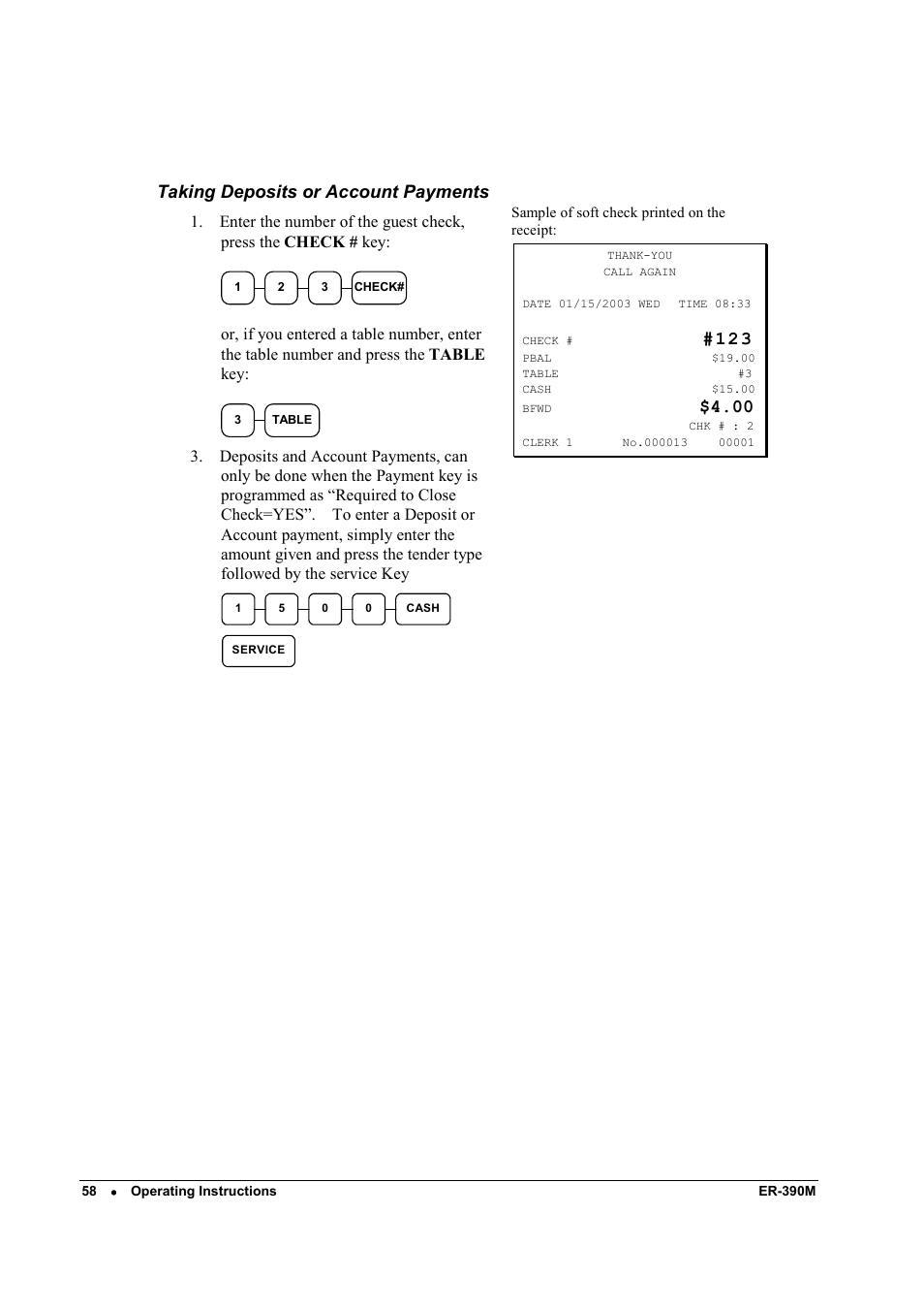 Taking deposits or account payments | Sam4s ER-390M User Manual | Page 66 / 187