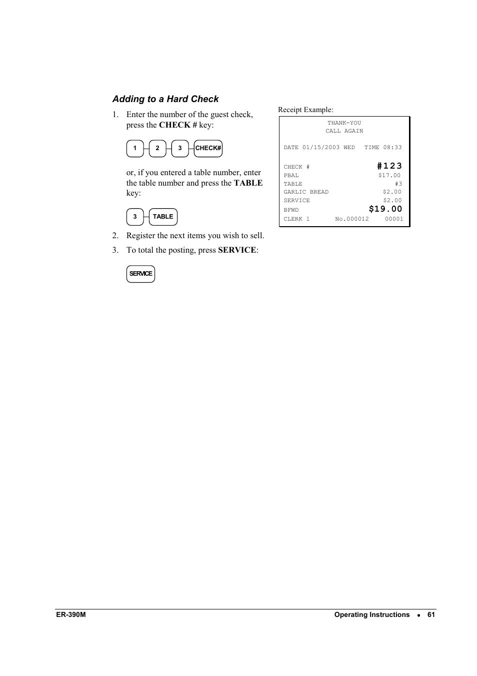 Adding to a hard check | Sam4s ER-390M User Manual | Page 69 / 187