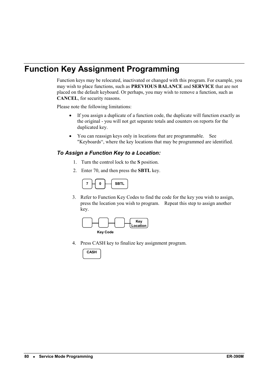 Function key assignment programming | Sam4s ER-390M User Manual | Page 88 / 187