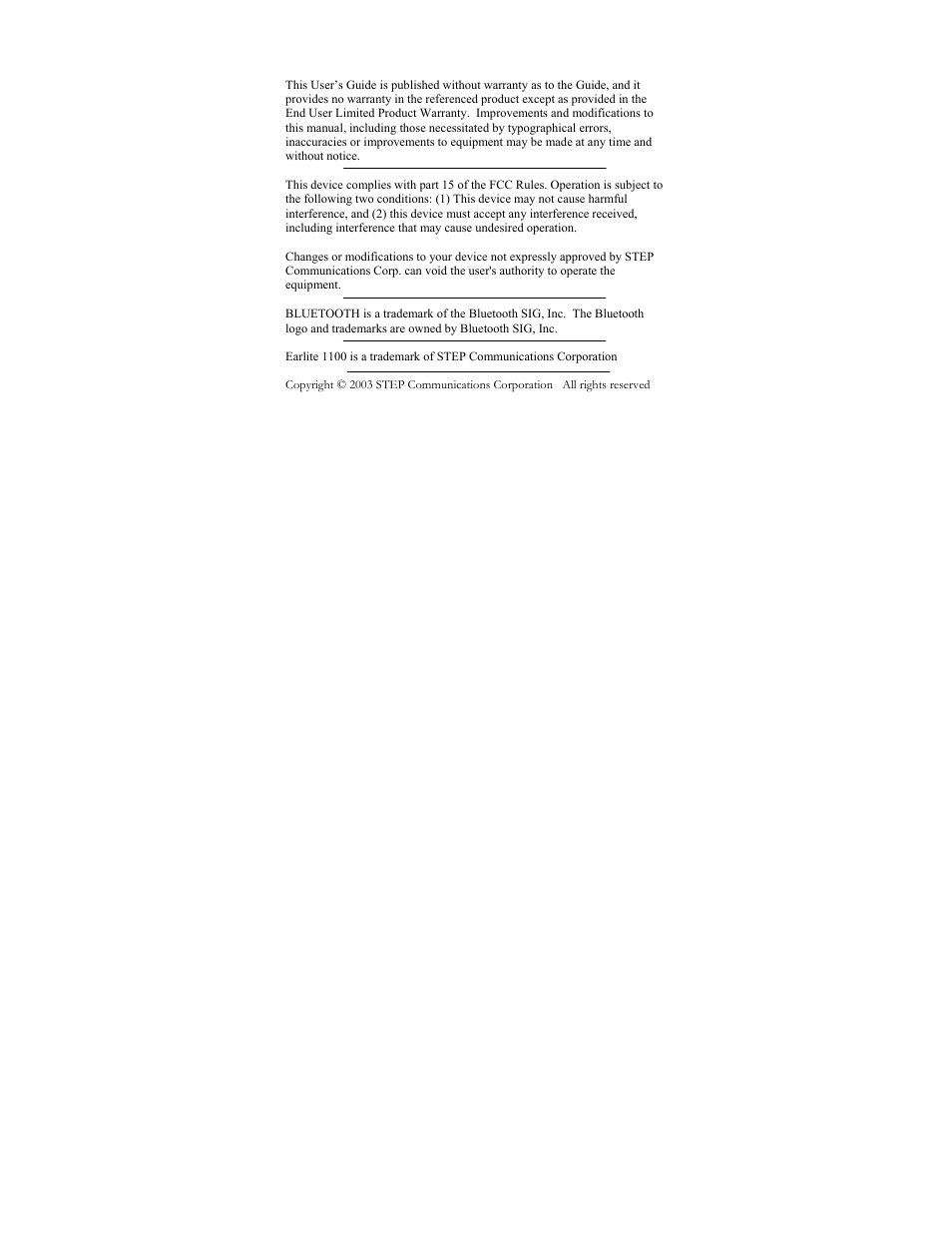 Notices | Step comm Earlite 1100 User Manual | Page 2 / 32