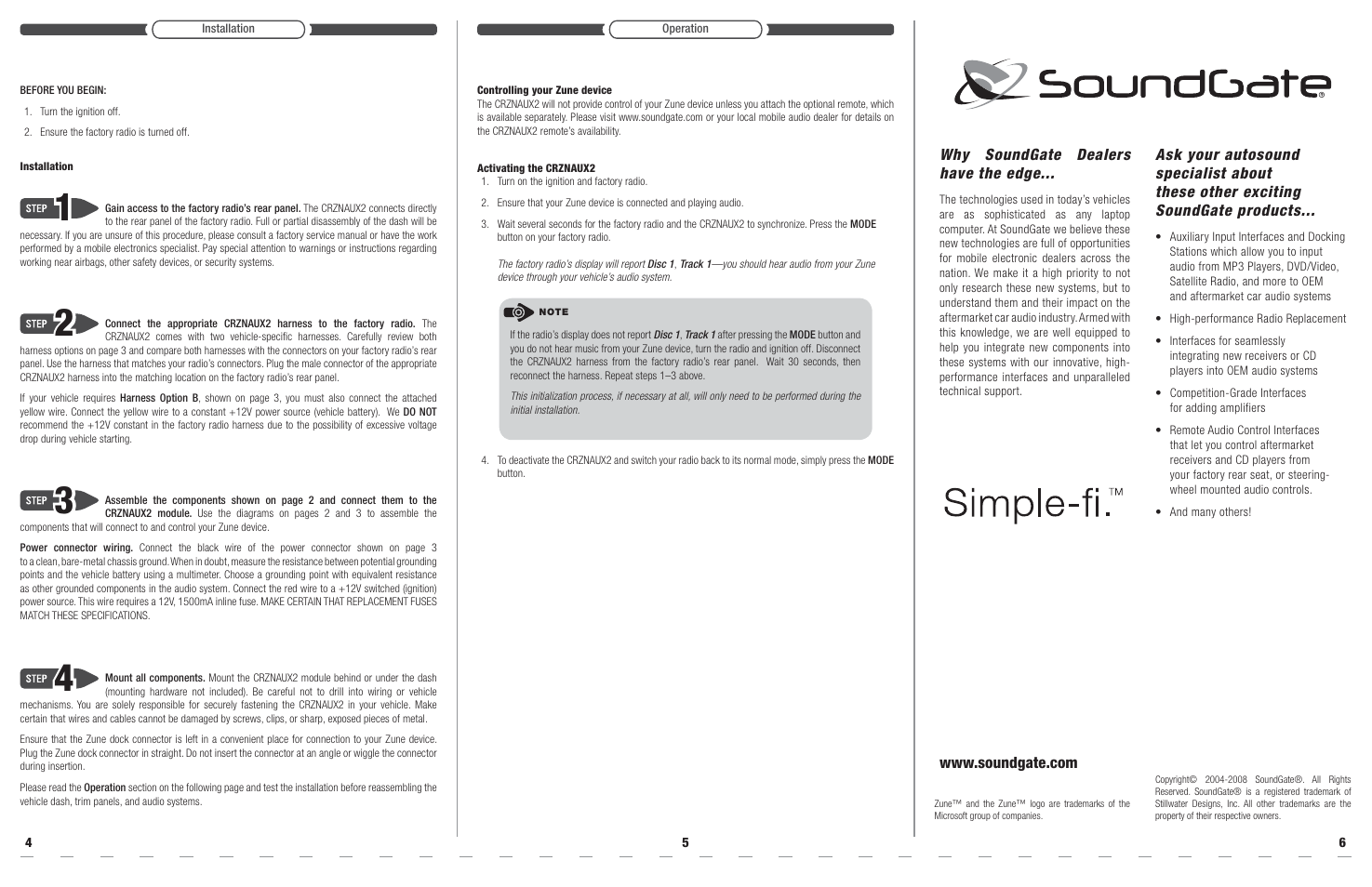 SoundGate CRZNAUX2 User Manual | Page 2 / 2