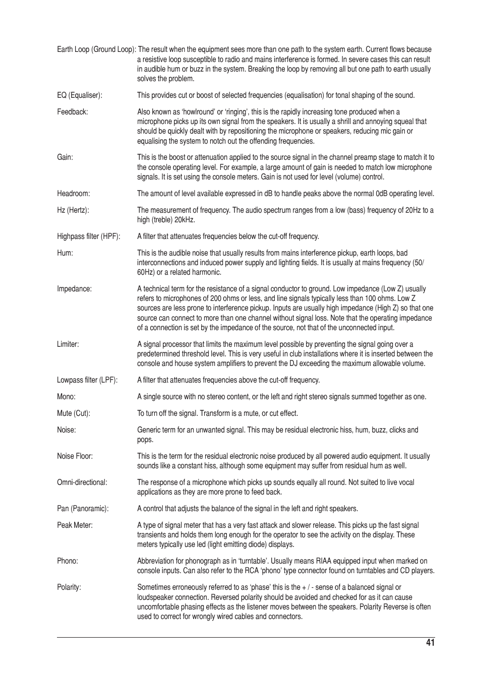 SoundCraft UREI 1601S User Manual | Page 41 / 44