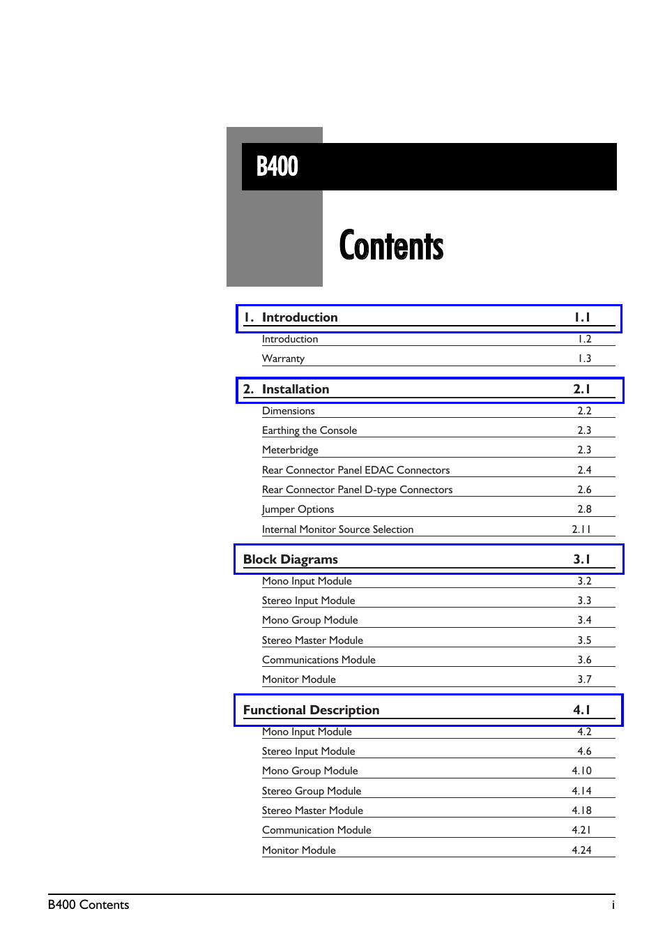 SoundCraft B400 User Manual | Page 3 / 60