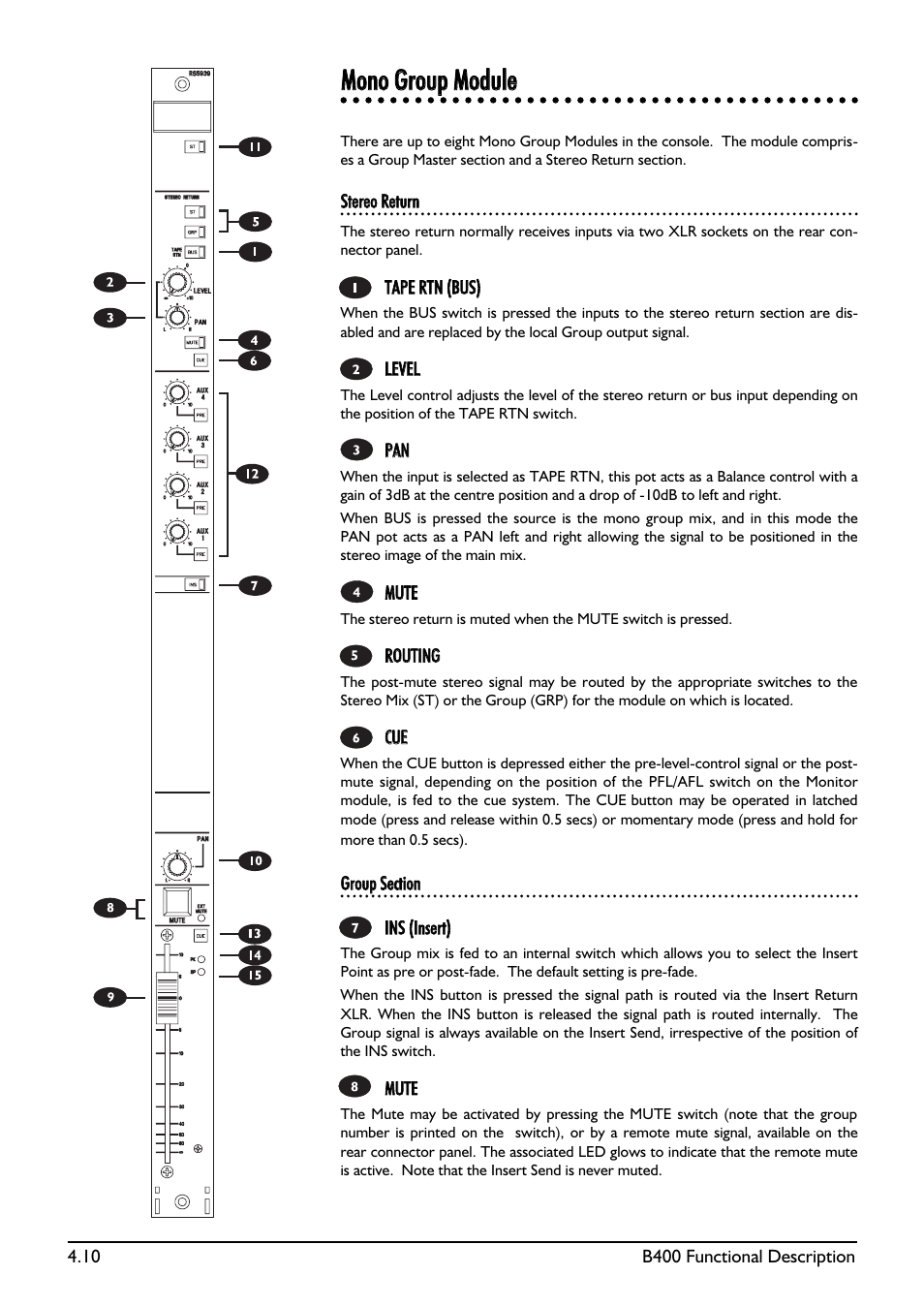 Mmoonnoo ggrroouupp mmoodduullee | SoundCraft B400 User Manual | Page 38 / 60