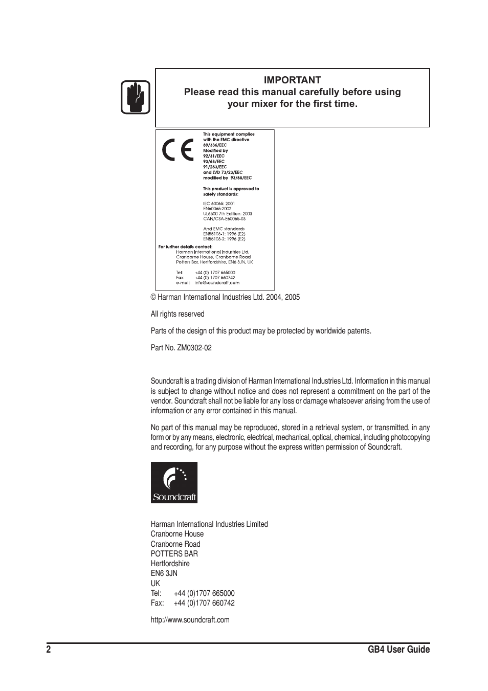 SoundCraft GB4 User Manual | Page 2 / 40