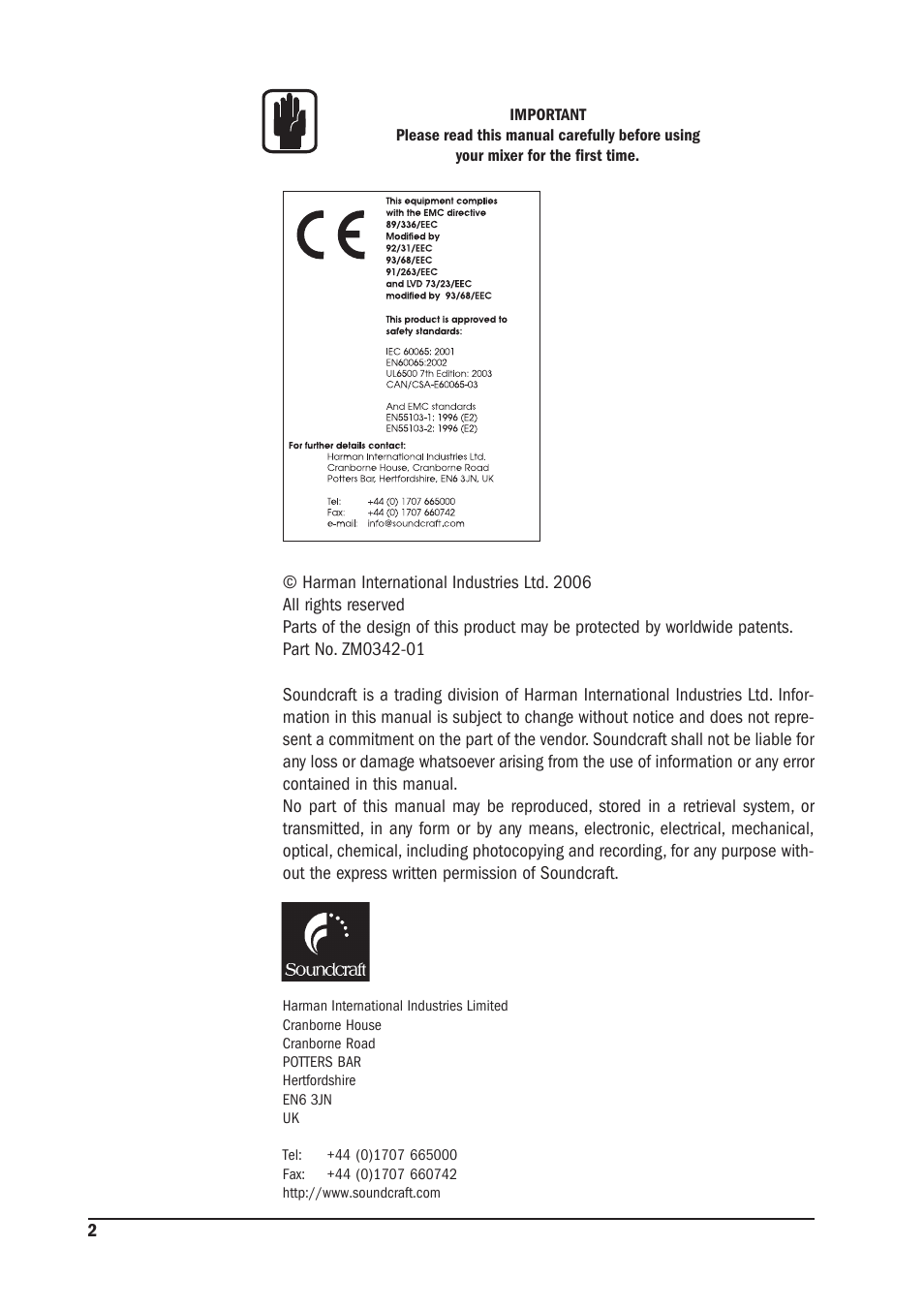 SoundCraft MPM 20/2 User Manual | Page 2 / 32