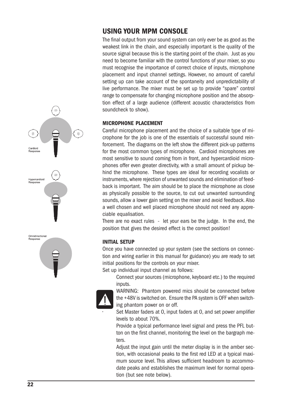 Using your mpm console | SoundCraft MPM 20/2 User Manual | Page 22 / 32