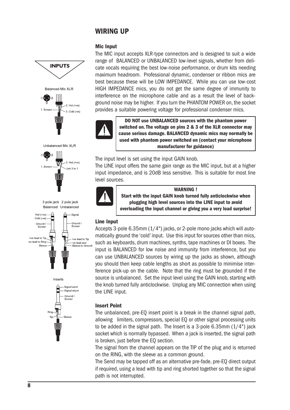 Wiring up | SoundCraft MPM 20/2 User Manual | Page 8 / 32