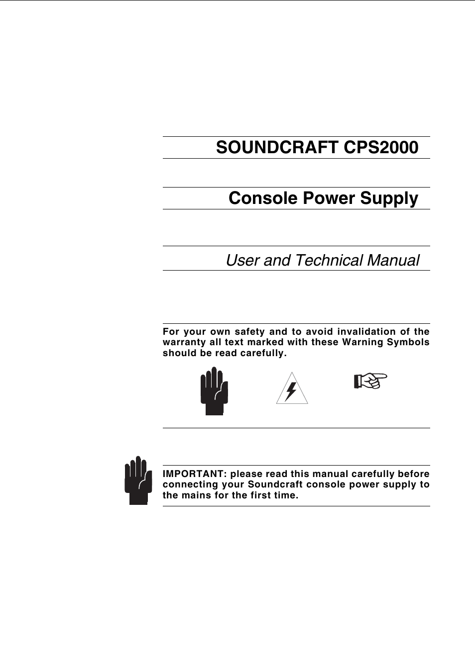 SoundCraft CPS2000 User Manual | 52 pages