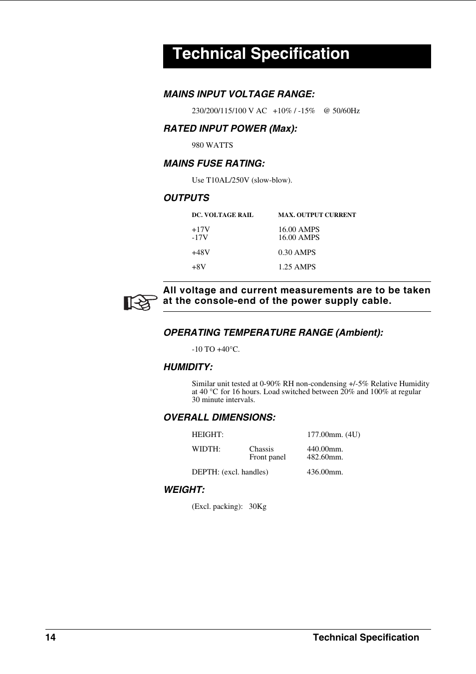 Technical specification | SoundCraft CPS2000 User Manual | Page 18 / 52