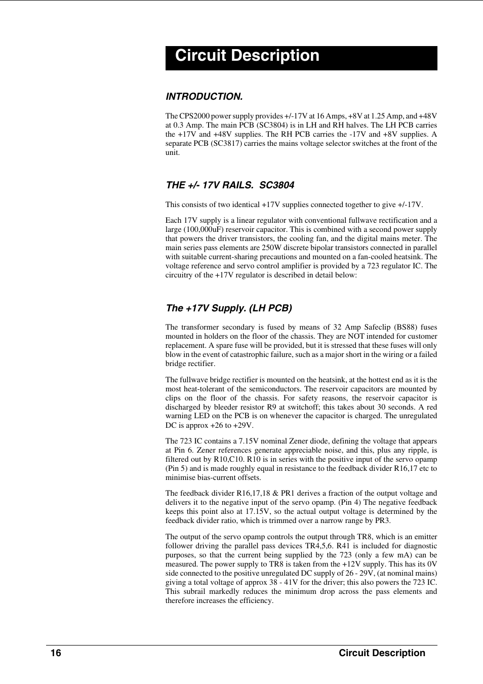 Circuit description | SoundCraft CPS2000 User Manual | Page 20 / 52