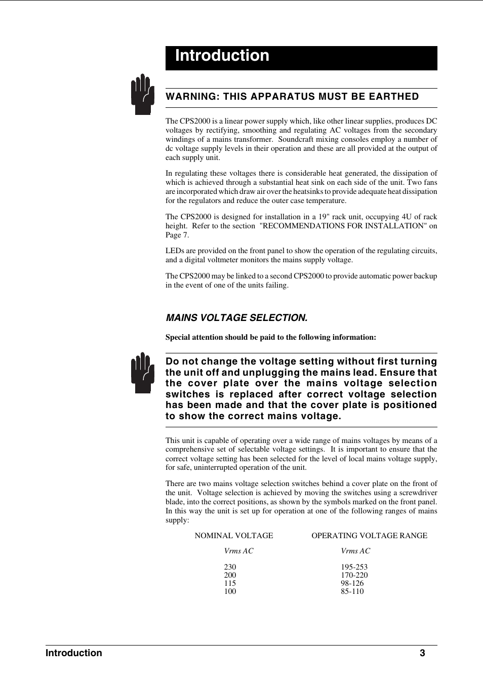 Introduction | SoundCraft CPS2000 User Manual | Page 7 / 52