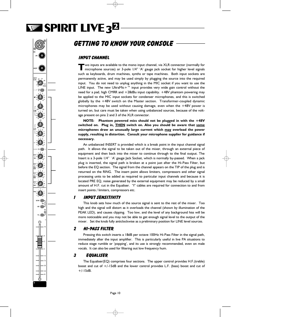 Getting to know your console | SoundCraft Spirit Live 3-2 User Manual | Page 12 / 32