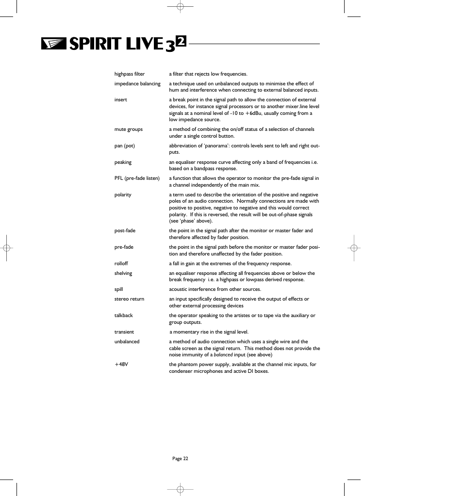 SoundCraft Spirit Live 3-2 User Manual | Page 24 / 32