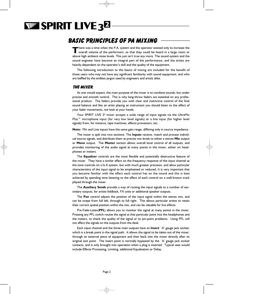 Basic principles of pa mixing | SoundCraft Spirit Live 3-2 User Manual | Page 4 / 32