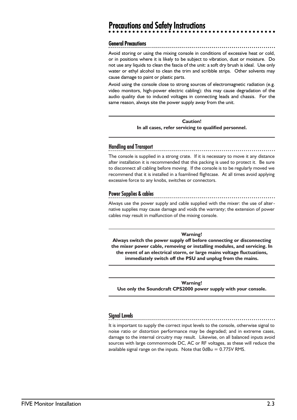 SoundCraft Five Monitor Series User Manual | Page 11 / 50