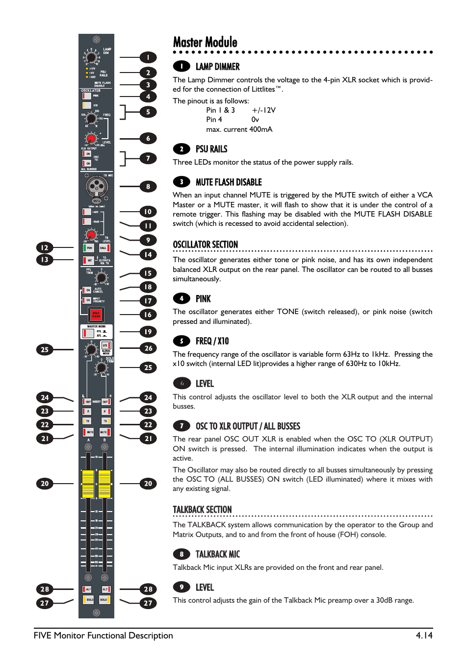 Mmaasstteerr mmoodduullee | SoundCraft Five Monitor Series User Manual | Page 40 / 50