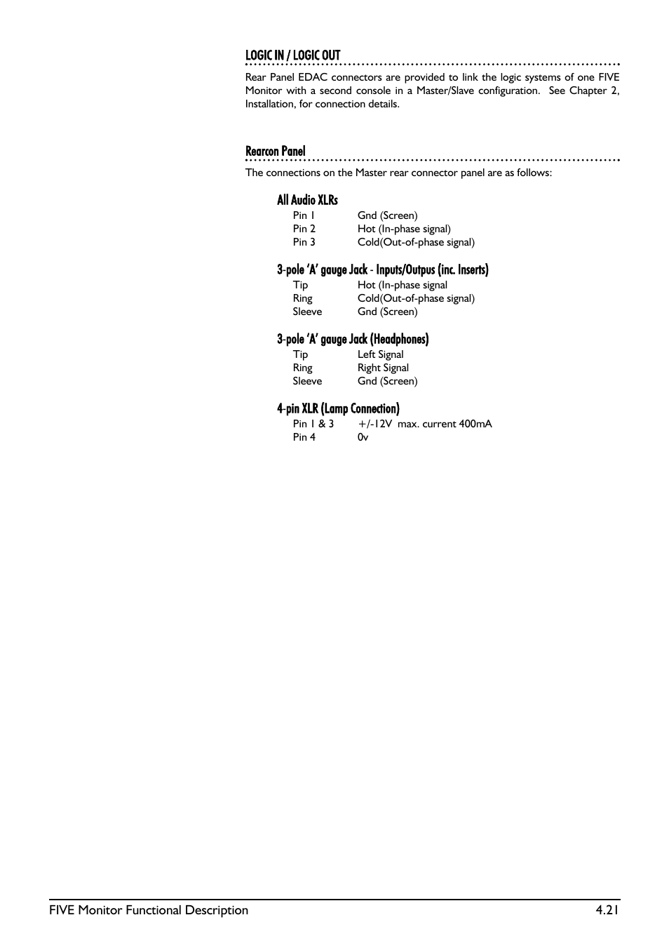 SoundCraft Five Monitor Series User Manual | Page 47 / 50