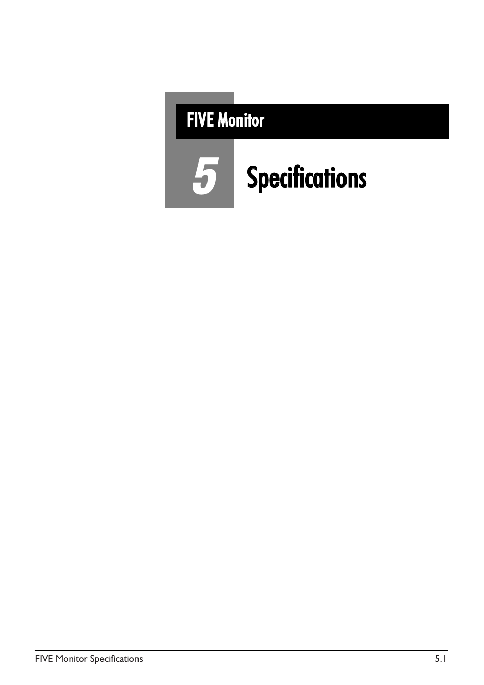 5 - specifications, Specifications, Ssppeecciiffiiccaattiioonnss | SoundCraft Five Monitor Series User Manual | Page 49 / 50