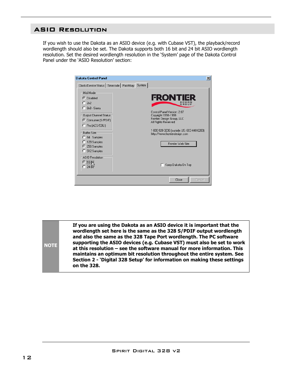 Asio resolution | SoundCraft DAKOTA 328 User Manual | Page 13 / 16